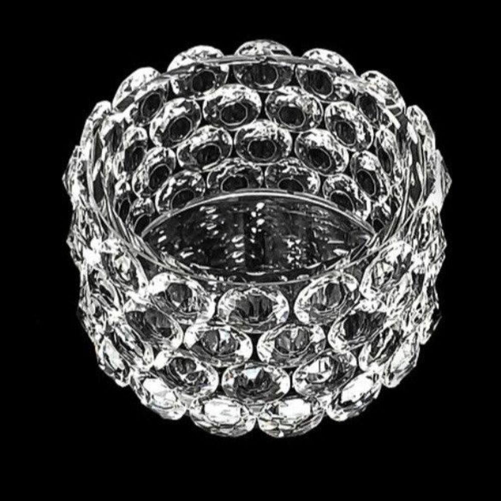 Vidali Collection Elegant Round Candle Holder Trinket Jar With Clear Jewels